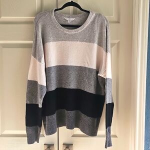 Time & Tru Grey White & Black Striped Sweater XXXL size 22 gently Used
